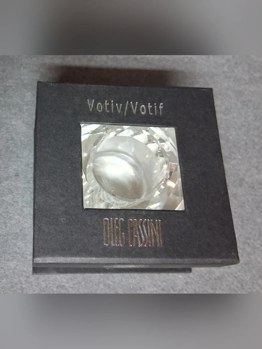 Oleg Cassini Crystal Faceted Ball Cut Candle Holder Votive NIB 2.5